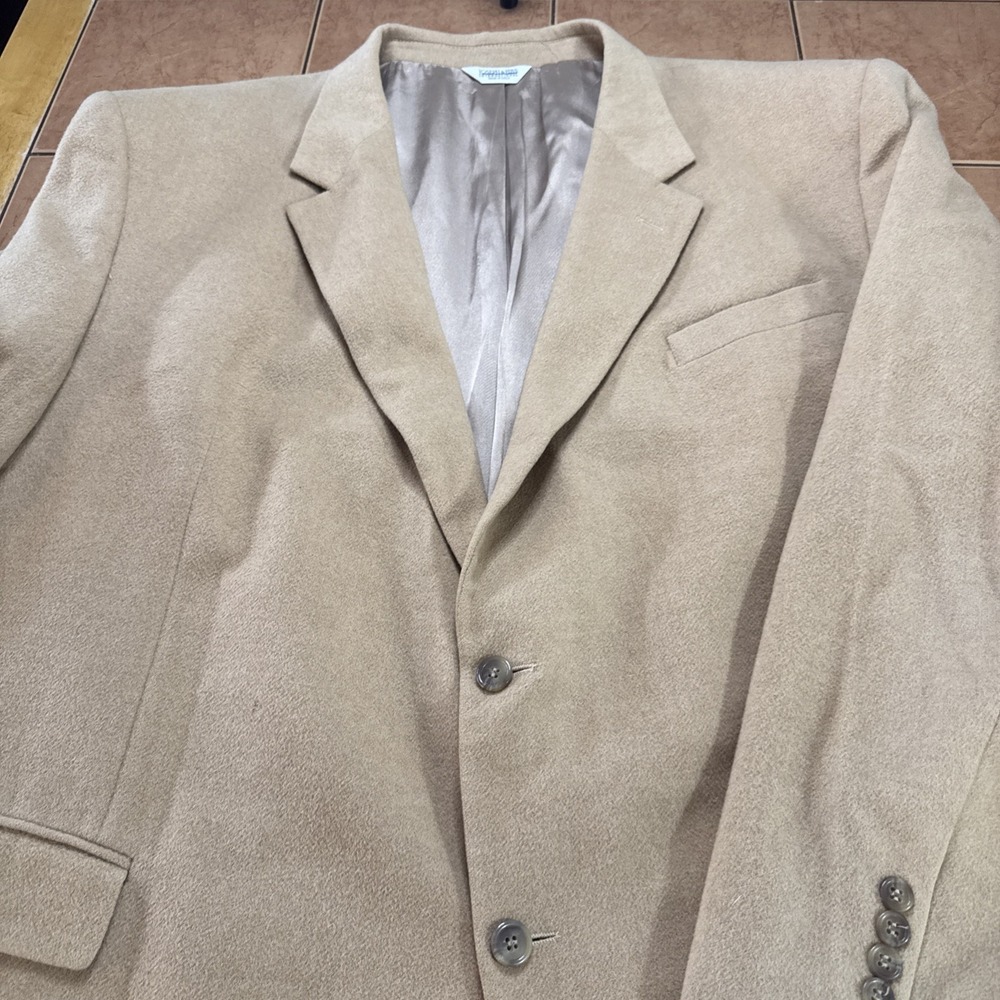 Joseph & Feiss Jacket Mens 54L Big & Tall Portly Tan Camelhair Blazer Sport Coat - Picture 3 of 12